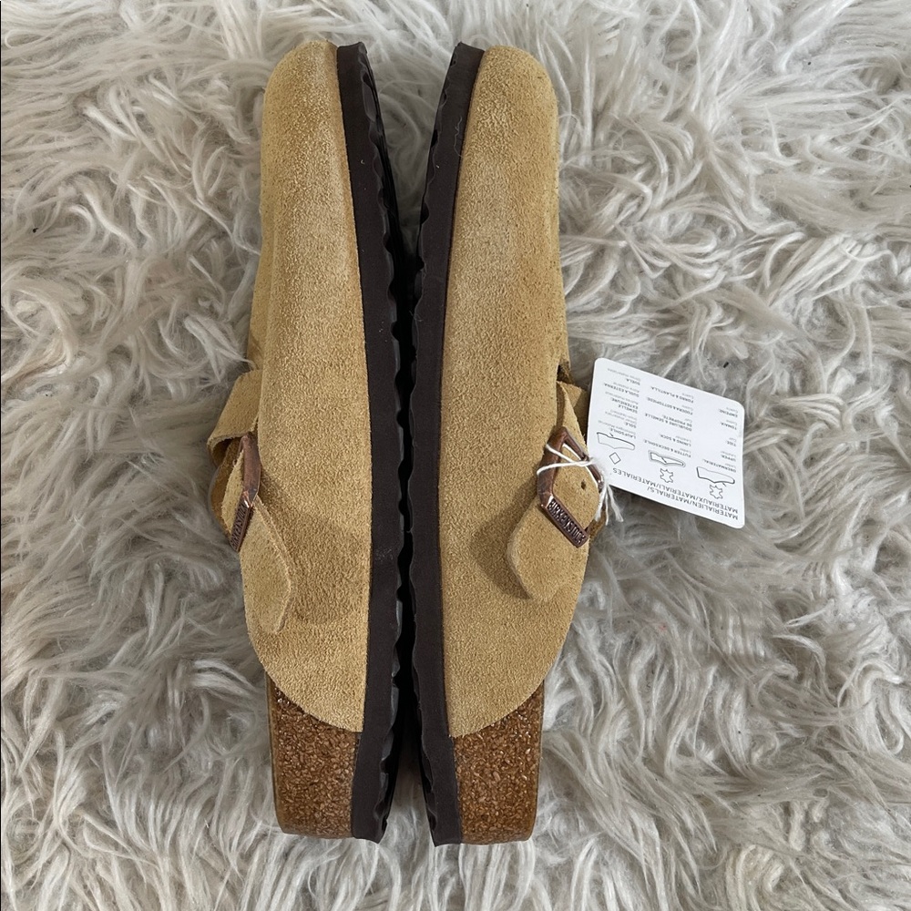 BIRKENSTOCK Boston Clog Latte Cream Leather Slip On Size 9 NEW - Picture 11 of 16